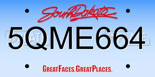 5QME664 South Dakota License Plate