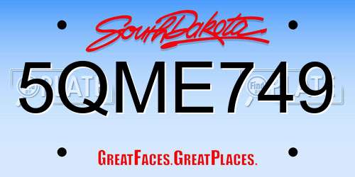5QME749 South Dakota License Plate