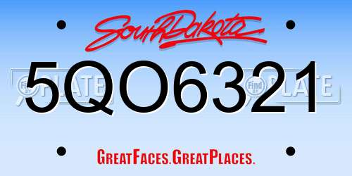5QO6321 South Dakota License Plate