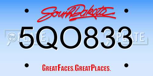 5QO833 South Dakota License Plate