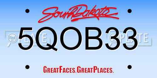 5QOB33 South Dakota License Plate