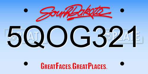 5QOG321 South Dakota License Plate