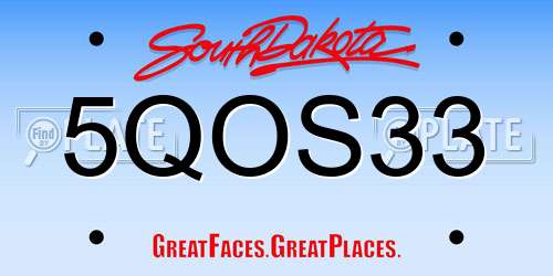 5QOS33 South Dakota License Plate