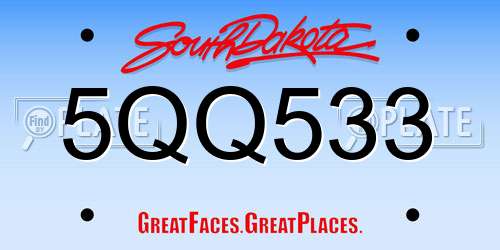 5QQ533 South Dakota License Plate