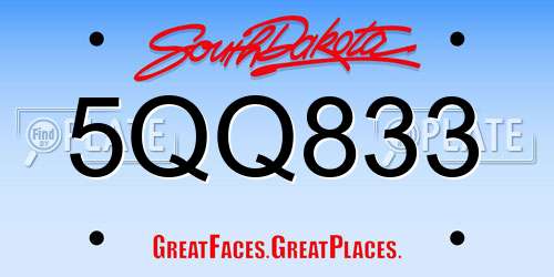 5QQ833 South Dakota License Plate