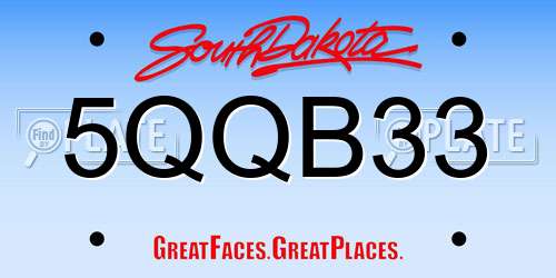 5QQB33 South Dakota License Plate