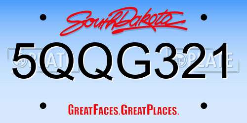 5QQG321 South Dakota License Plate