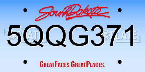5QQG371 South Dakota License Plate