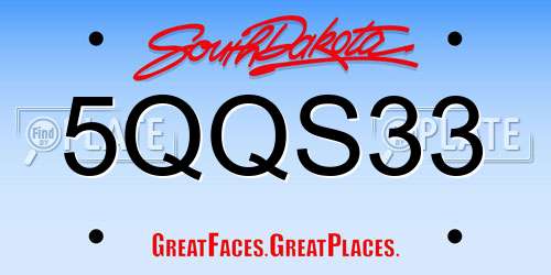 5QQS33 South Dakota License Plate