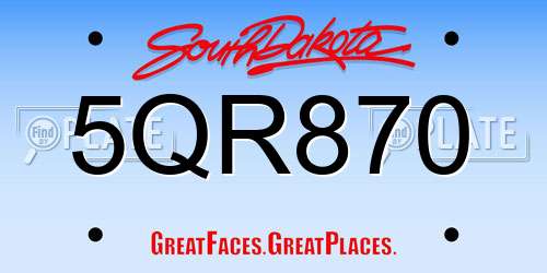 5QR870 South Dakota License Plate