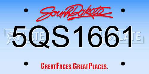 5QS1661 South Dakota License Plate