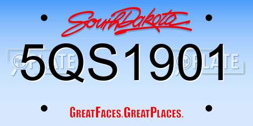 5QS1901 South Dakota License Plate