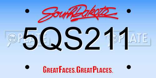 5QS211 South Dakota License Plate