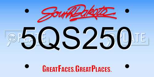5QS250 South Dakota License Plate