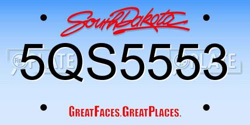 5QS5553 South Dakota License Plate