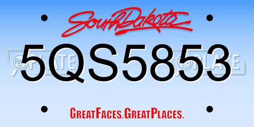 5QS5853 South Dakota License Plate