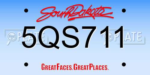 5QS711 South Dakota License Plate