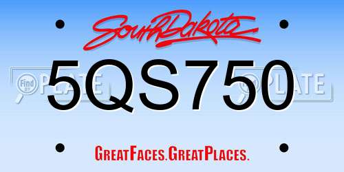 5QS750 South Dakota License Plate
