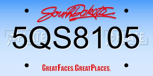 5QS8105 South Dakota License Plate