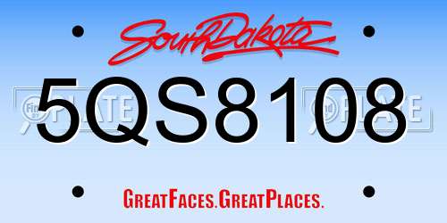 5QS8108 South Dakota License Plate