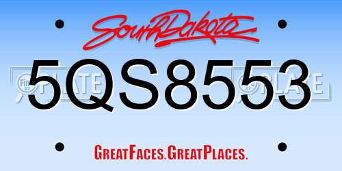 5QS8553 South Dakota License Plate
