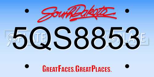 5QS8853 South Dakota License Plate