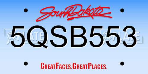 5QSB553 South Dakota License Plate