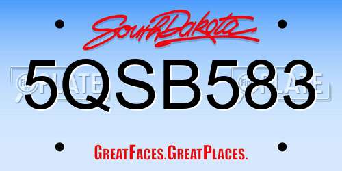 5QSB583 South Dakota License Plate