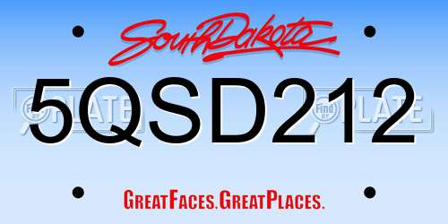 5QSD212 South Dakota License Plate