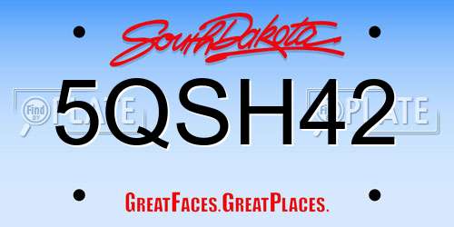 5QSH42 South Dakota License Plate