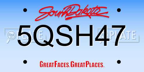 5QSH47 South Dakota License Plate
