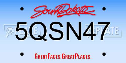 5QSN47 South Dakota License Plate