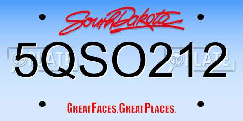 5QSO212 South Dakota License Plate