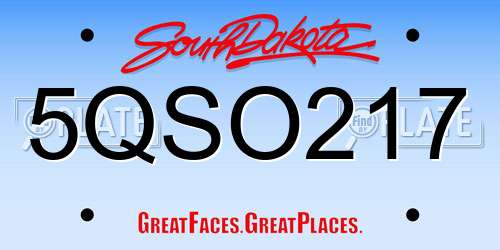 5QSO217 South Dakota License Plate