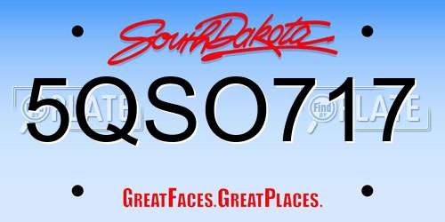 5QSO717 South Dakota License Plate