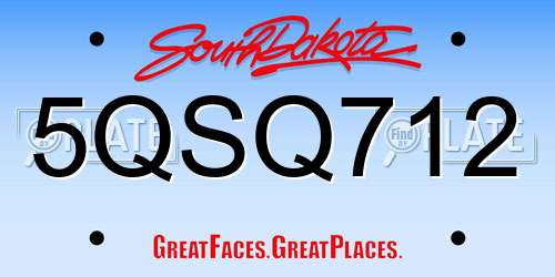 5QSQ712 South Dakota License Plate