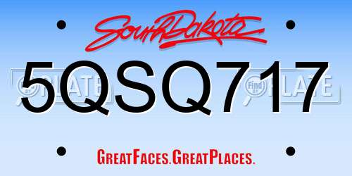 5QSQ717 South Dakota License Plate