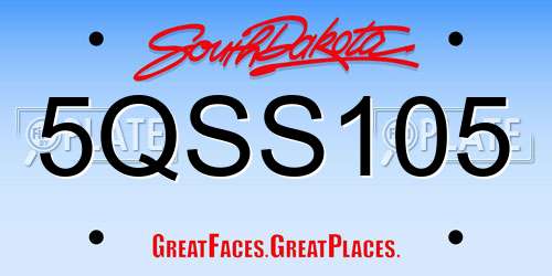 5QSS105 South Dakota License Plate