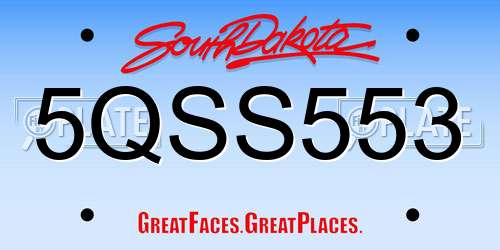 5QSS553 South Dakota License Plate