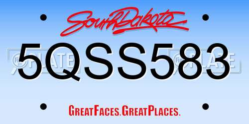 5QSS583 South Dakota License Plate