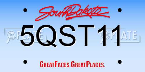 5QST11 South Dakota License Plate