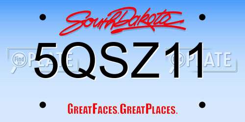 5QSZ11 South Dakota License Plate