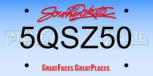 5QSZ50 South Dakota License Plate