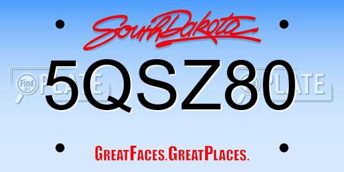 5QSZ80 South Dakota License Plate