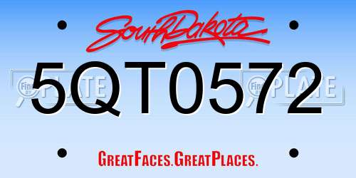 5QT0572 South Dakota License Plate