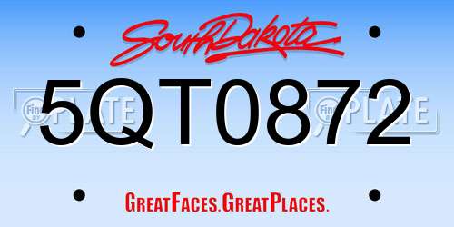 5QT0872 South Dakota License Plate