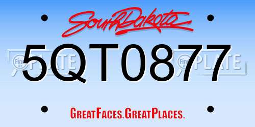 5QT0877 South Dakota License Plate