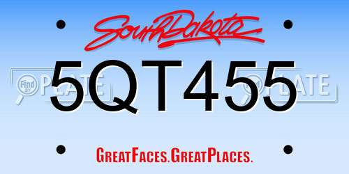 5QT455 South Dakota License Plate