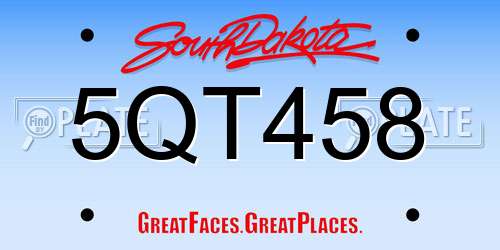 5QT458 South Dakota License Plate