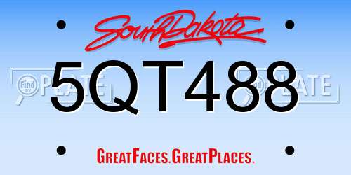 5QT488 South Dakota License Plate